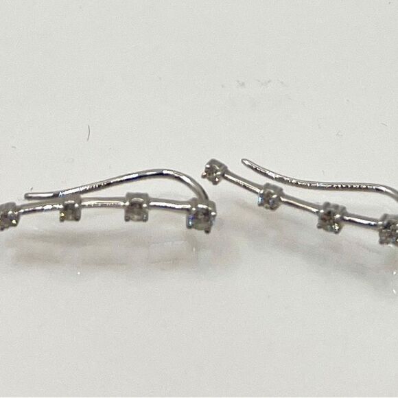 14K White Gold Lab Grown Diamond SI1/SI2, G H I, Earring Climbers - Picture 2 of 5